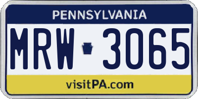 PA license plate MRW3065