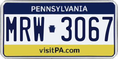 PA license plate MRW3067