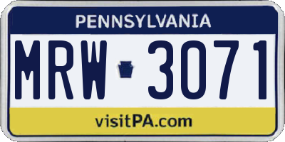 PA license plate MRW3071