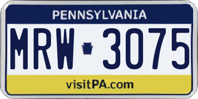 PA license plate MRW3075