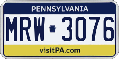 PA license plate MRW3076
