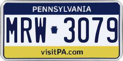 PA license plate MRW3079