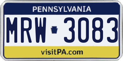 PA license plate MRW3083