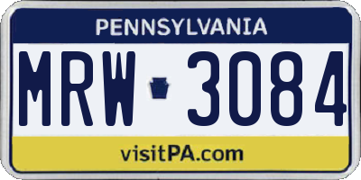 PA license plate MRW3084
