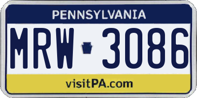 PA license plate MRW3086