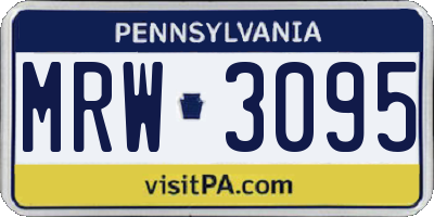 PA license plate MRW3095