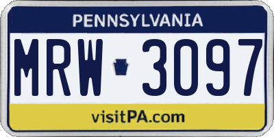 PA license plate MRW3097