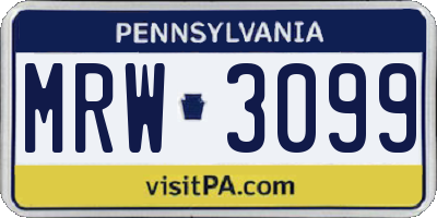 PA license plate MRW3099