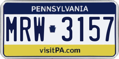 PA license plate MRW3157
