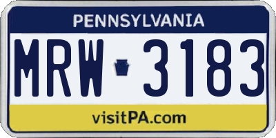 PA license plate MRW3183