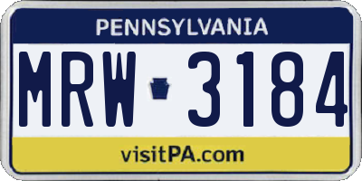 PA license plate MRW3184