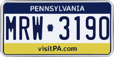 PA license plate MRW3190
