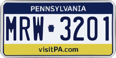 PA license plate MRW3201