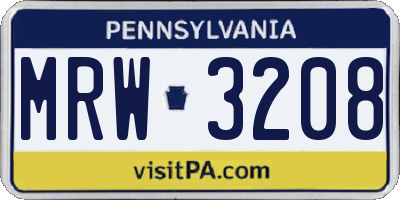 PA license plate MRW3208