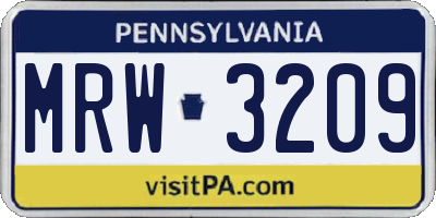 PA license plate MRW3209