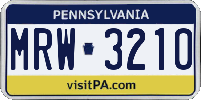 PA license plate MRW3210