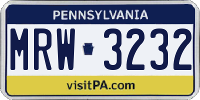 PA license plate MRW3232
