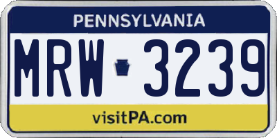 PA license plate MRW3239