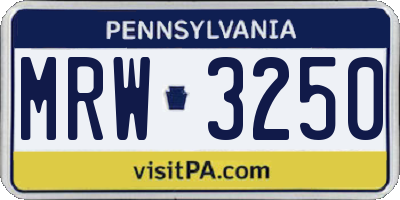 PA license plate MRW3250