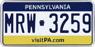 PA license plate MRW3259