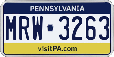 PA license plate MRW3263