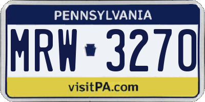 PA license plate MRW3270