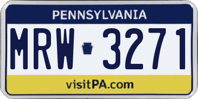 PA license plate MRW3271