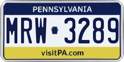 PA license plate MRW3289