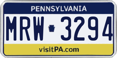 PA license plate MRW3294