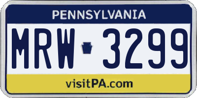 PA license plate MRW3299