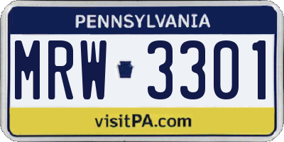 PA license plate MRW3301