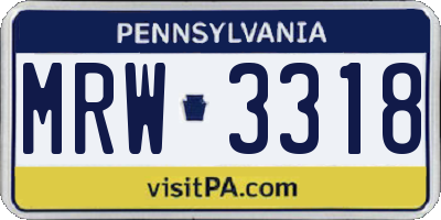 PA license plate MRW3318