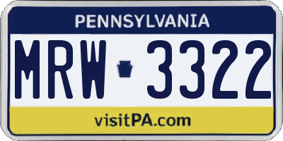 PA license plate MRW3322