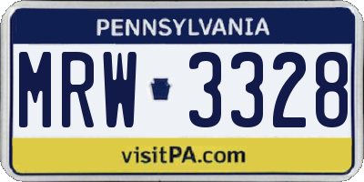PA license plate MRW3328