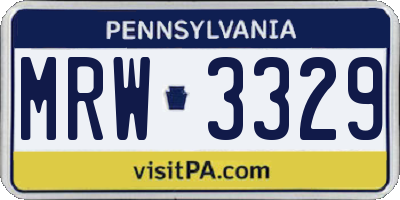 PA license plate MRW3329