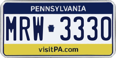 PA license plate MRW3330