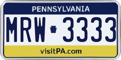 PA license plate MRW3333