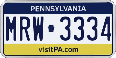 PA license plate MRW3334