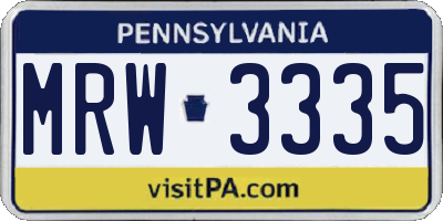 PA license plate MRW3335