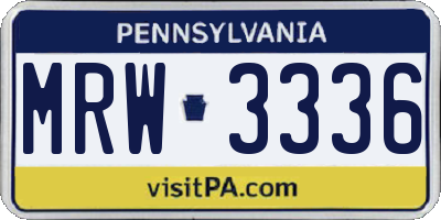 PA license plate MRW3336