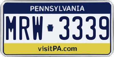 PA license plate MRW3339