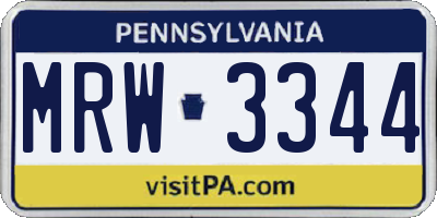 PA license plate MRW3344