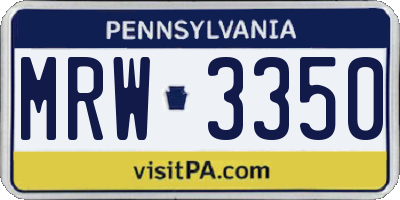 PA license plate MRW3350