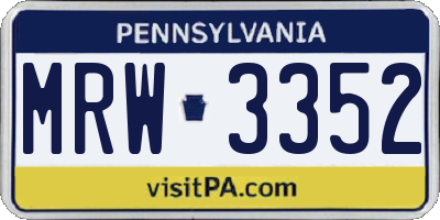 PA license plate MRW3352