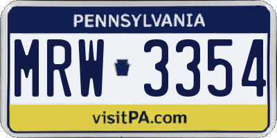 PA license plate MRW3354