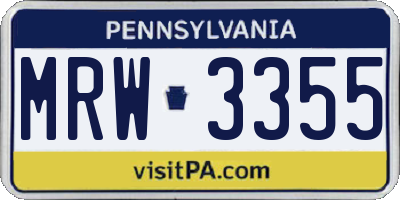 PA license plate MRW3355