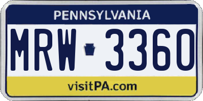 PA license plate MRW3360