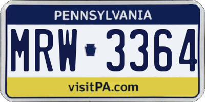PA license plate MRW3364