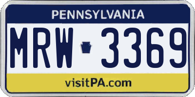 PA license plate MRW3369