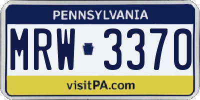 PA license plate MRW3370
